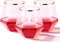 Goodluck 40PCS 12oz Diamond Plastic Pink Wine Whiskey Glasses Rose Gold Rim | by GoodLuck