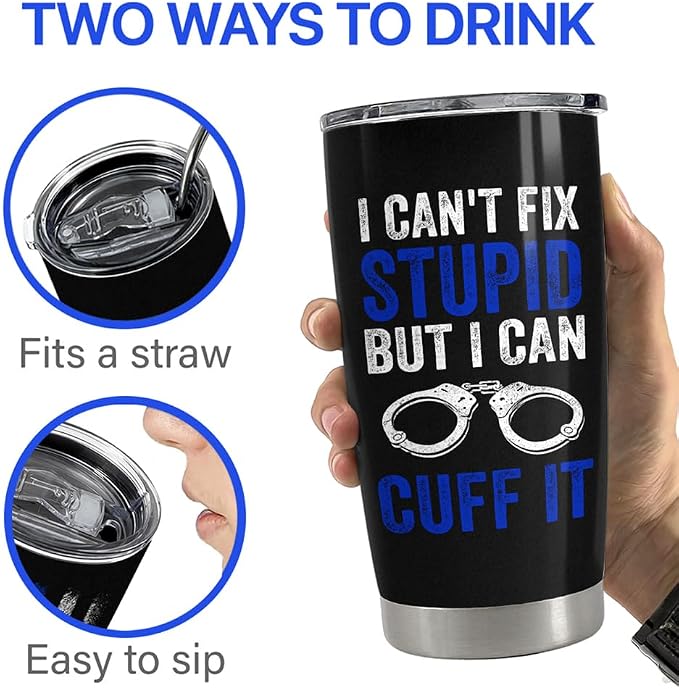 Police Tumbler 20oz Stainless Steel Insulated Coffee Travel Mug Cup Police - Image 5