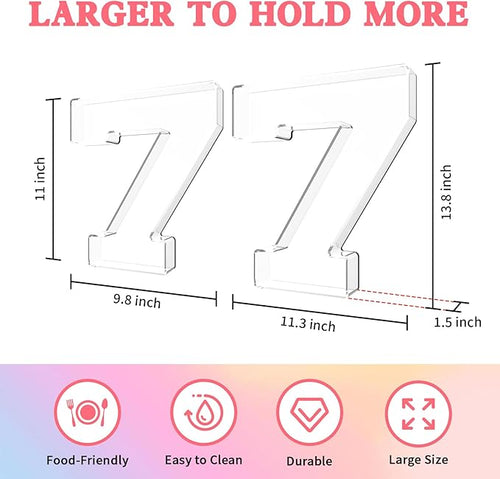 13.8" Acrylic Number Charcuterie Tray, Fillable Number Charcuterie Box for Food, Reusable Serving Cake Candy Dish Display Tray for Birthday Anniversary Party Decoration (Square Number 7)