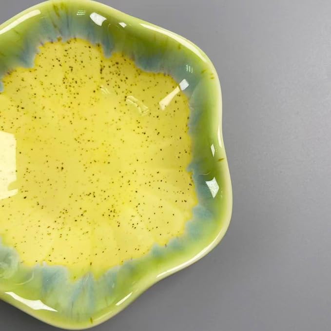 Jewelry Dish Tray - Ceramic Trinket Tray for Rings, Keys, Earrings | Decorative Key Bowl for Women, Gift for Friends, Sisters, Daughter, Mother, Lotus leaf shap, Jewelry Trays (Pale Yellow)