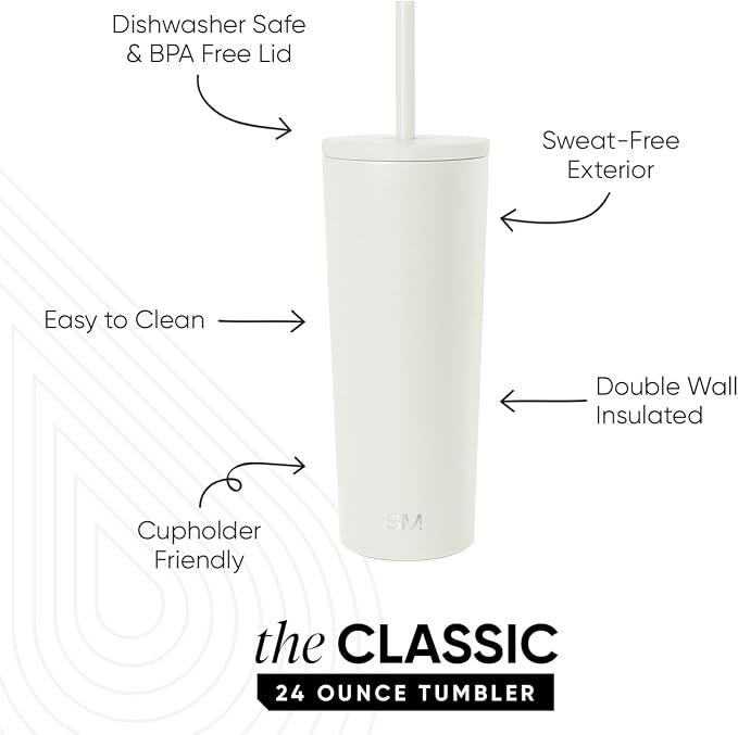 Simple Modern Iced Coffee Tumbler, Insulated | 24oz | Cream | Reusable - Image 2