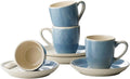 famiware 3oz Espresso Cups and Saucers, Azure Blue | Ceramic Small Coffee Mug by Famiware
