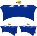 HAISIWLKJ 3 Pack Table Cloth 8ft Royal Blue Tablecloths for Rectangle Folding Table Spandex Fitted Stretch Cover Wrinkle Resistant Washable Protector for Party, Wedding, Banquet, Festival.