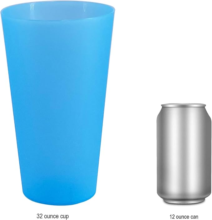 32 oz Plastic Cups Large Reusable set 12, Plastic Tumbler Assorted | Food Grade - Image 7