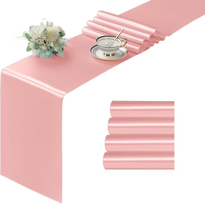 Manyshofu Blush Satin Table Runner 12x108 by Manyshofu