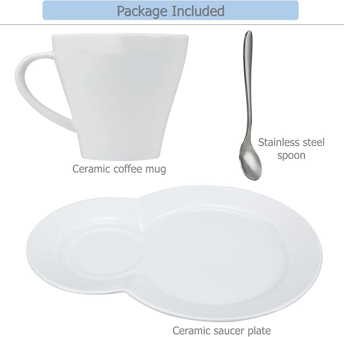 EIKS Ceramic Coffee Mug with Saucer Plate and Spoon, Mug Capacity 230ml | - Image 6