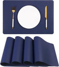 Faux Leather Placemats HeloHo Navy Blue Table Place Mats Set of 4 Waterproof Oilproof Heat Stain Resistant Washable Wipeable Placemat for Kitchen Dining Table Decoration Indoor Outdoor