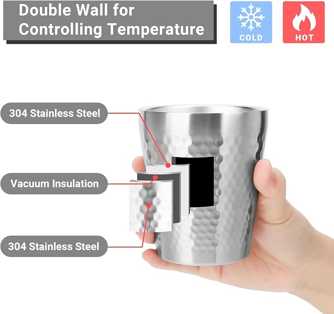 Stainless Steel Cups Double Wall, 10 oz Insulated Tumbler, 4 Pack Unbreakable - Image 3