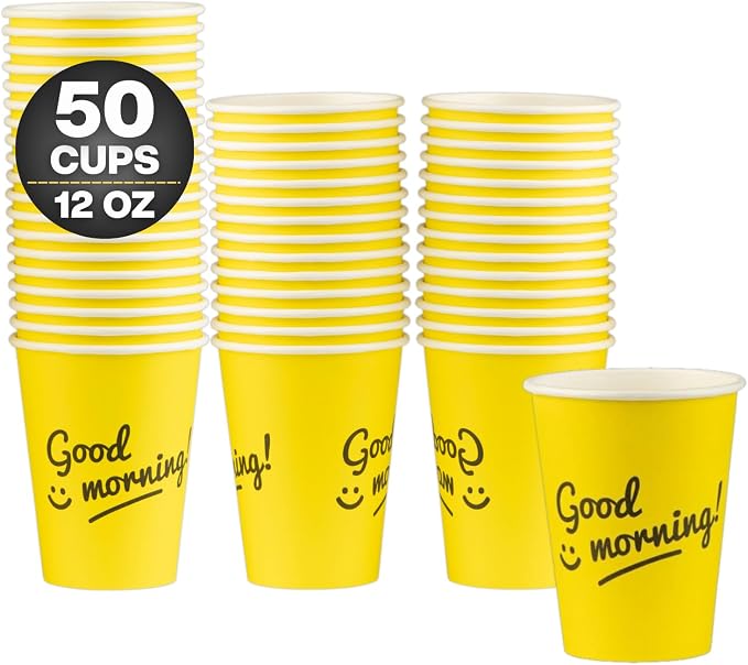 Disposable Coffee Cups, To Go Paper Hot Cups, Good Morning Design - Image 2