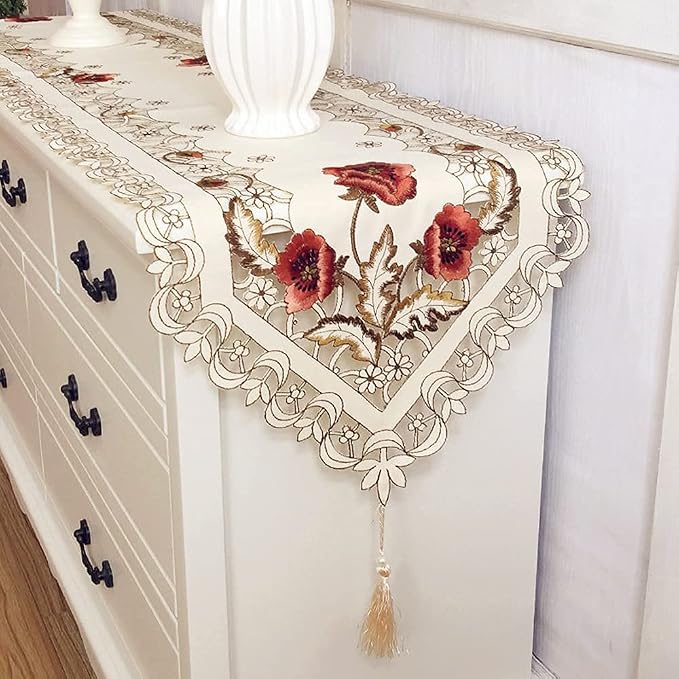 Vintage European Flower Lace Table Runner, Arzoe Elegant Runners Cabinet Dining by Arzoe