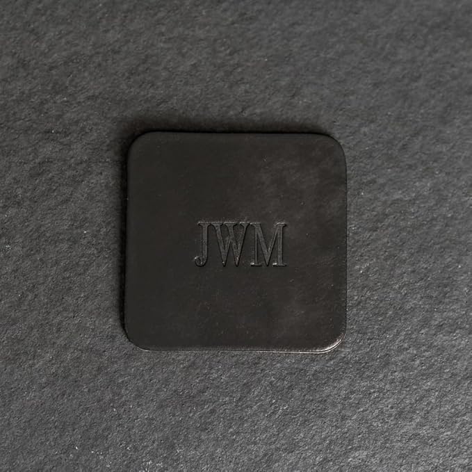 Ox & Pine Personalized Leather Coaster - Sold Individually or in Sets of 4 - Customize Inscription - 100% Full-Grain Leather – 4" Round or 4" Square (Square, Stone Natural, 1 Individual Coaster)