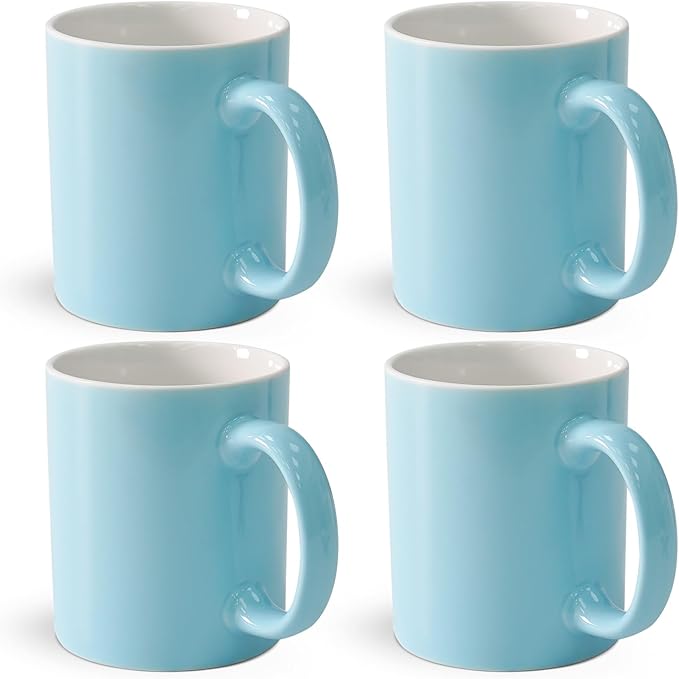12 oz Cup, Plain Gloss Light Blue Ceramic Coffee Mug by Momugs