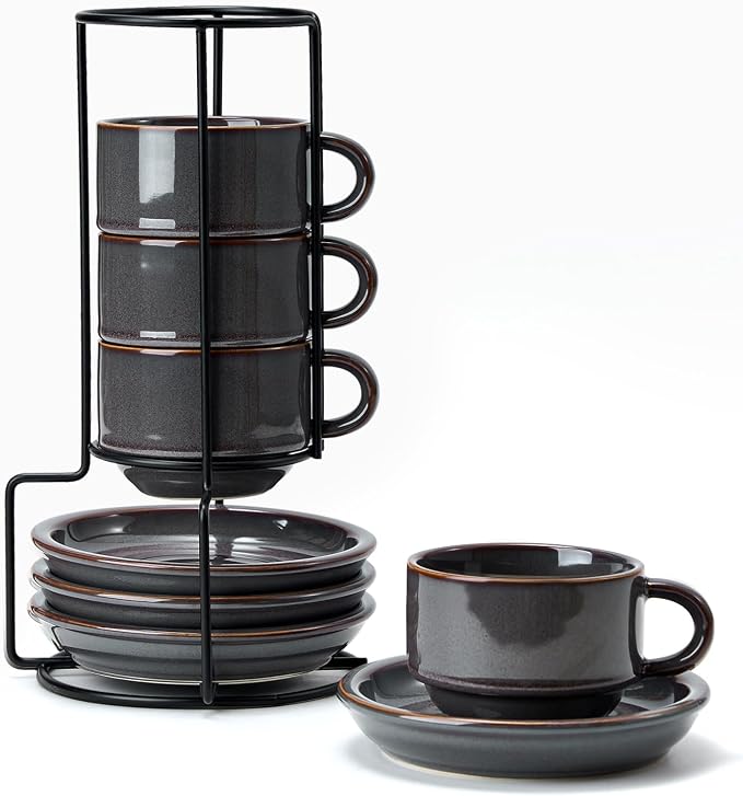 JIEMEI HOME Porcelain Stackable Cappuccino Cups by JHJIEMEIHOME