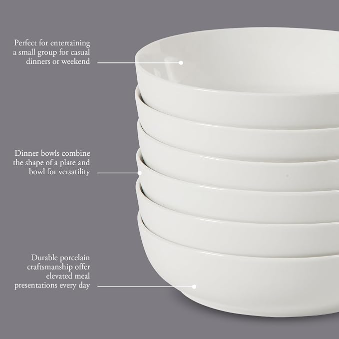 Gibson Home Zen Buffet Pasta Bowls Set of 6, 41oz Porcelain Salad Bowls and - Image 3