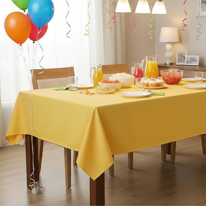 sancua Rectangle Tablecloth - 54 x 108 Inch - Stain and Wrinkle Resistant Washable Polyester Table Cloth, Decorative Fabric Table Cover for Dining Tables, Buffet Parties and Camping, Yellow