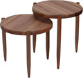 Leick Home Redonda Bay Side Tables 2 Pack, Natural Jequitiba, Small Table 21.6 in H x 19.7 in W, Large Table 23.6 in H x 21.6 in W, 228361-NAT