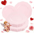 WDF 60pcs Pink Plastic Plates - Baroque Pink Disposable Plates Including 30 Dinner Plates 10.25inch, 30 Dessert Plates 7.5inch for Upscale Valentine's Day, Wedding, Parties