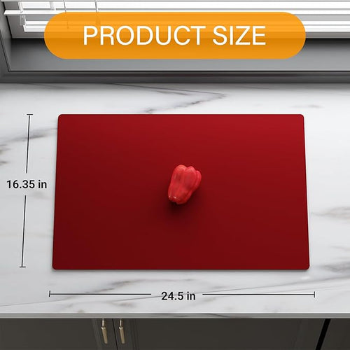 2-Pack Extra Thick Silicone Counter Mats - 24”x16” Large Heat Resistant Kitchen Countertop Protector, Non-Slip Hot Pad Trivet for Air Fryer, Hot Pots & Pans, Coffee Maker(Red)