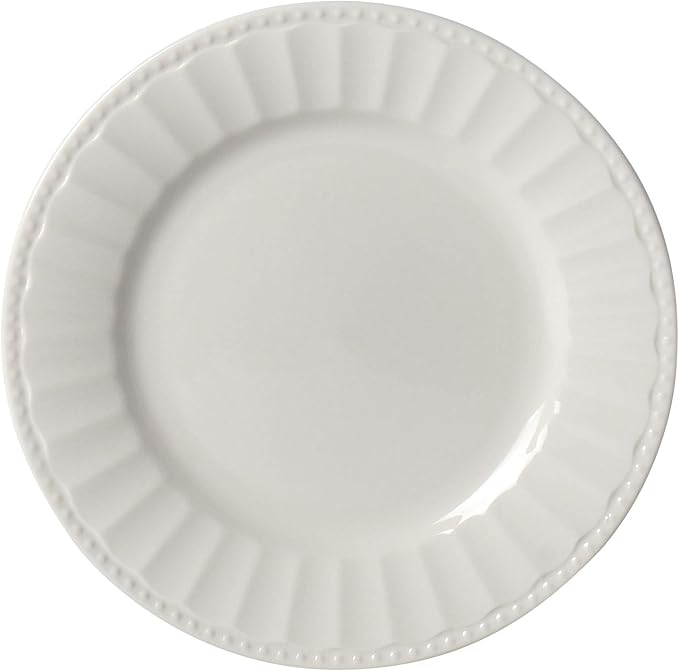 Tabletops Gallery Embossed Bone White Porcelain Round Dinnerware Collection- - Image 8