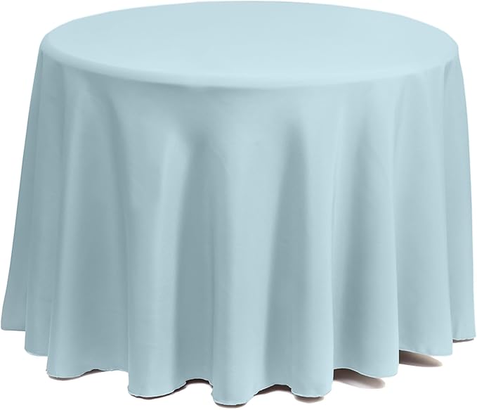 Gee Di Moda Round Tablecloth - 90 Inch Baby Blue Round Table Cloth for 30 to 60 Inch Round Tables - Heavy Duty Washable Fabric - for Buffet Table, Holiday Party, Dinner, Wedding & Baby Shower