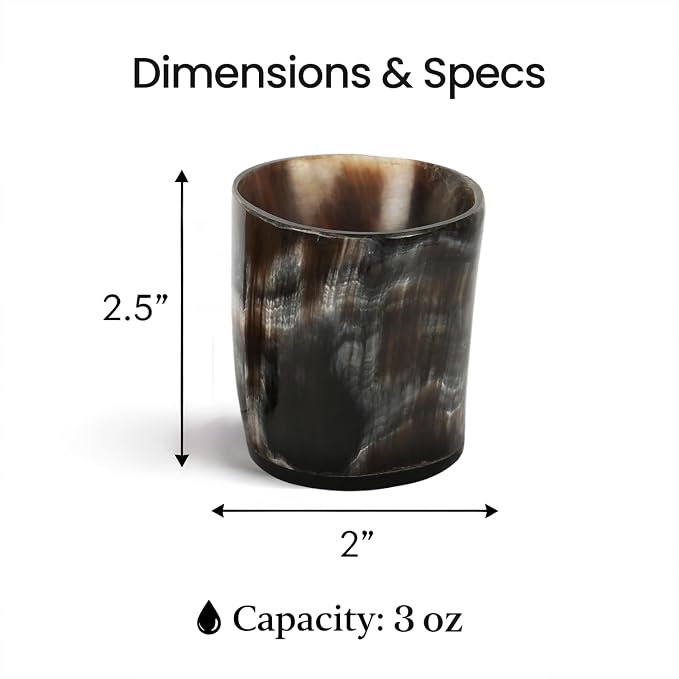 Handicrafts Home Handmade Horn Shot Glasses Set of 2, 3 oz Natural Viking - Image 5