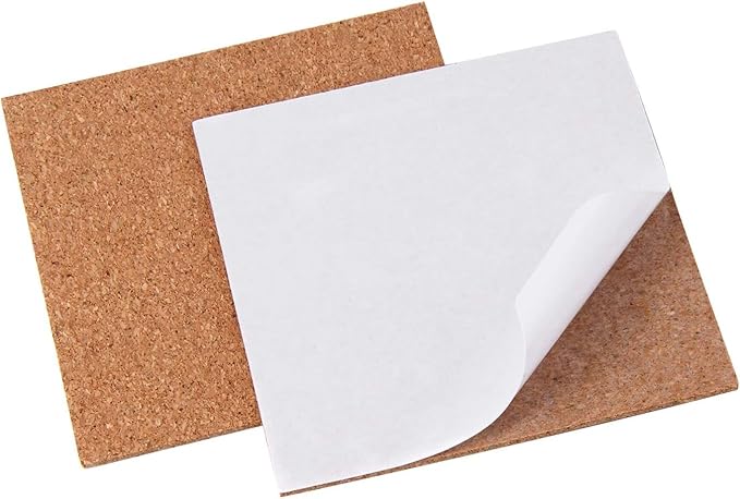220 Pack Self Adhesive Cork Squares and Round DIY Adhesive Cork Board for Coasters and DIY Crafts