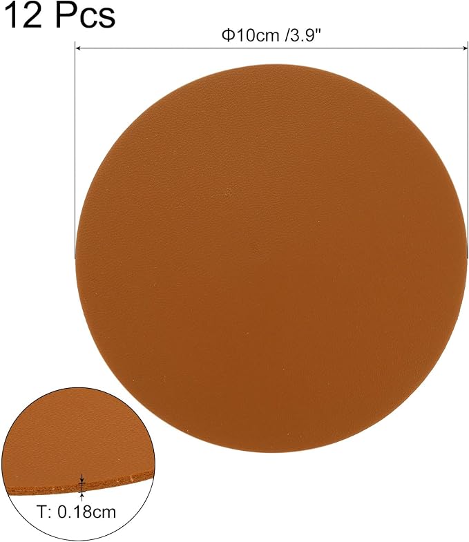 uxcell Round Faux Leather Coasters 4 Inch, Drink Coasters Suit - Image 2