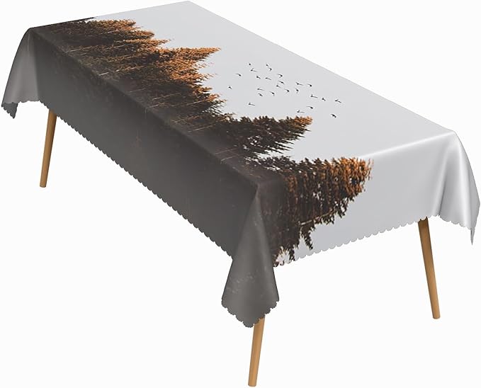 54x78 Inch Nature Rectangular Tablecloth Bird Autumn Forest Table Cloth Waterproof Durable Table Cover for Holiday Picnic Outdoor BBQ Decor