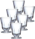 La Rochere Perigord Footed Glass Cups Set of 6 – Classic French Glassware with Faceted Ribbed Design – Pressed Glass Goblets with Stem for Water, Juice, Cocktails & Everyday Entertaining (7.8 Oz)