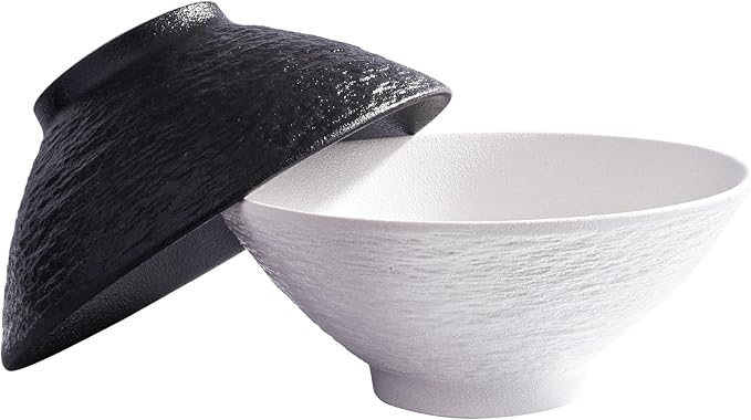 Ceramic Ramen Bowl Set of 2, 8-Inch Large Soup Bowls, Textured Glazed Porcelain by Swlthwen