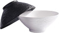 Ceramic Ramen Bowl Set of 2, 8-Inch Large Soup Bowls, Textured Glazed Porcelain by Swlthwen