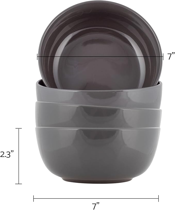 Elanze Designs Bistro Glossy Ceramic 7 inch Dinnerware Bowls Set of 4 - Image 3