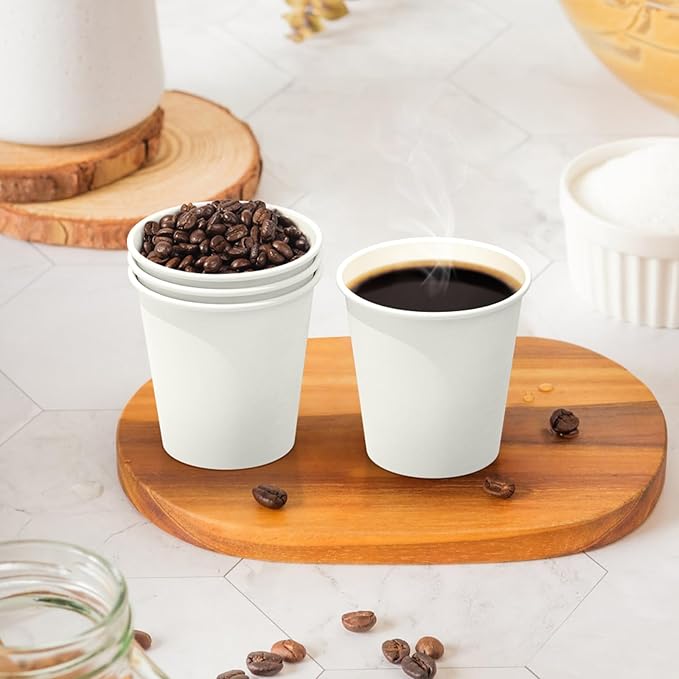 100 Count 6 oz Coffee Cups, Leak-Free Food Safe Paper Cups 6 oz, Disposable 6oz White Paper Cups for Cold and Hot Drinks