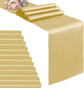 VACVELT Gold Satin Table Runners, 12x72 Inch, 12 Pack, Scalloped Edge | Silky by VACVELT