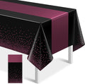 1Pcs Black and Maroon Tablecloth Party Decorations, Plastic Black Table Cloth by MASHAN