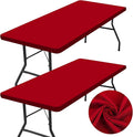 homing 2 Pack Rectangle Table Cloth, Elastic Fitted Fabric Tablecloth Fits for 4 Foot Folding Tables, Washable Table Cover for Picnic, Camping, Indoor & Valentine's Day (Red, 30" x 48")
