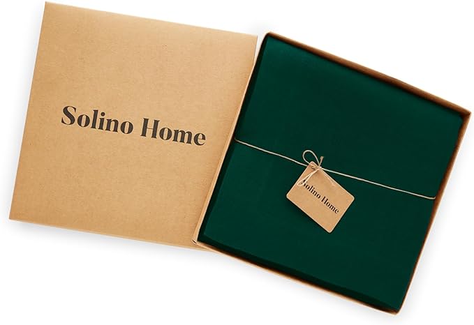 Solino Home Green Linen Tablecloth 70 x 108 Inch - 100% Pure Linen Table Cloth for Rectangle Tables - Sonoma, Machine Washable Tablecloth for Winter, St Patricks Day