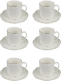 GuangYang 7oz Fine Porcelain Tea Cups and Saucers Set by HOME