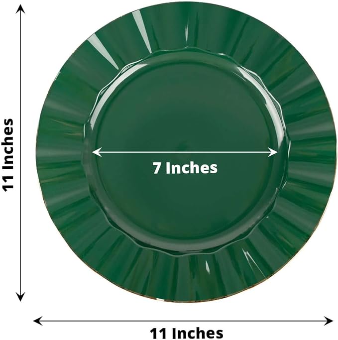 Efavormart 11" Dinner Plates – Set of 10 Plastic Hunter Green Round Disposable - Image 3