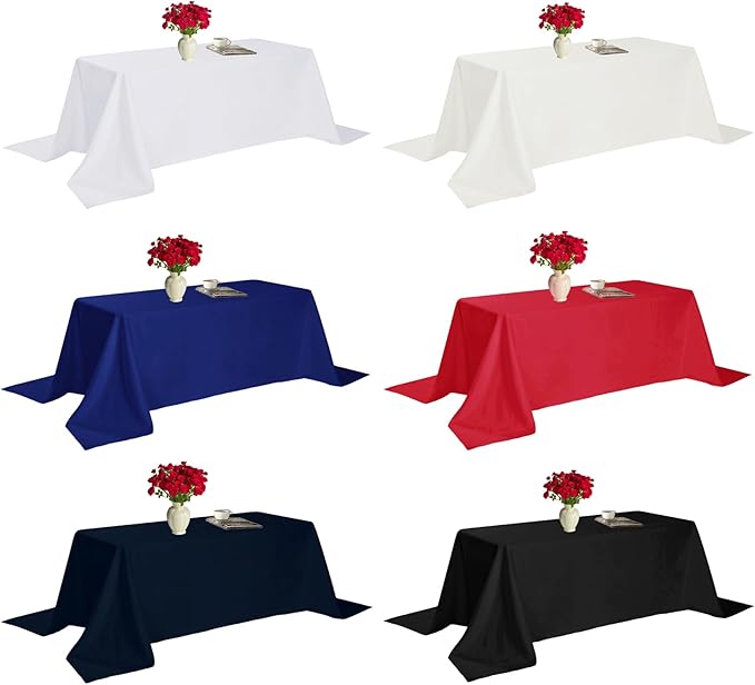 Fokitut 6 Pack Rectangle Tablecloth, 60x102 Inch, Stain Resistant and Wrinkle Polyester Table Cloth, Fabric Table Cover for Kitchen Dining, Wedding, Party, Holiday Dinner-Navy