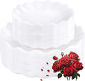 LIYH 50 Pcs White Scalloped Plastic Plates Reusable - Unbreakable Plastic Plates for Weddings Party Outdoor Picnics Dishwasher Safe BPA Free (25Guests)