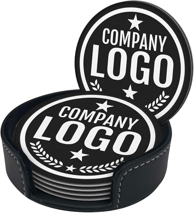 Custom Leather Coasters with Logo - Image 2