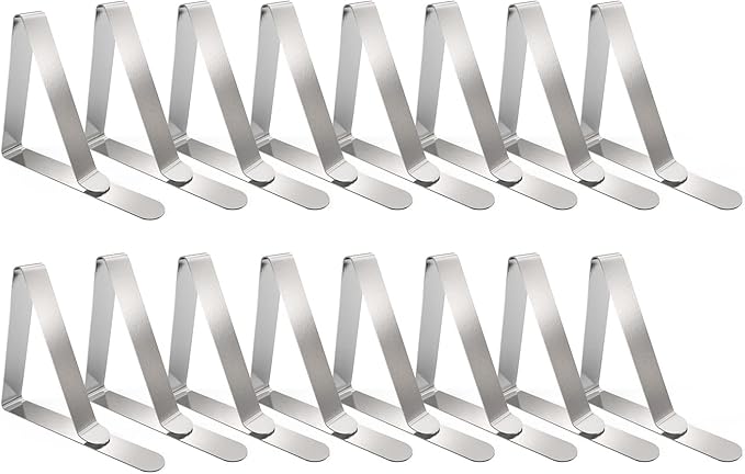 TriPole Tablecloth Clips 16 Pack Large Picnic Table Cover Clips Stainless Steel Tablecloth Clamps for Outdoor Home Kitchen Restaurant Wedding Party, Fit for 1.7”-2.75” Thick Folding Wooden Tables