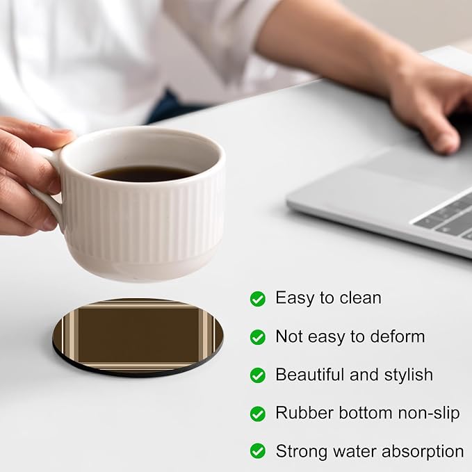 Dark Brown Coasters Set of 2 Absorbent Coasters - Image 4