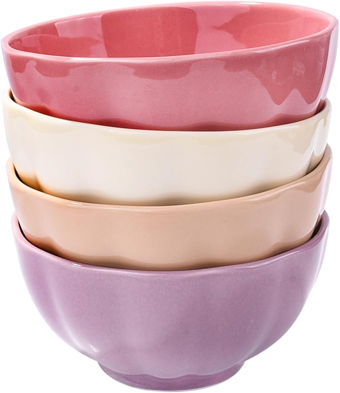 Ceramic Rice Bowl Set of 4 Porcelain Sushi Bowls for Sushi Sauce 4.72 Inch Assorted Colors Microwave Safe Smooth Glazed Finish Simple Design