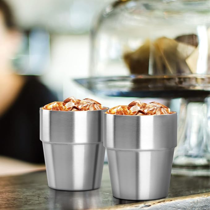 Beasea Stainless Steel Insulated Cup, 10 oz Stackable Stainless Steel Cups Set - Image 6