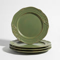 salad plates set of 4, 10.5 inch Reactive Glaze Stoneware Dinner Dish Set for Dessert, Salad, Appetizer, platos de ceramica Dishwasher & Oven Safe, Scratch Resistant-Olive-drab Green