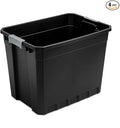 Sterilite 4-Pack Plastic Storage Bins with Lids, Stackable Containers, 27 Gallon, Black