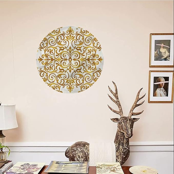 Decorative Plates, Victorian Print Ornament, Victorian Lace Floral, 10 Inch, Kitchen Wall Decor, Golden