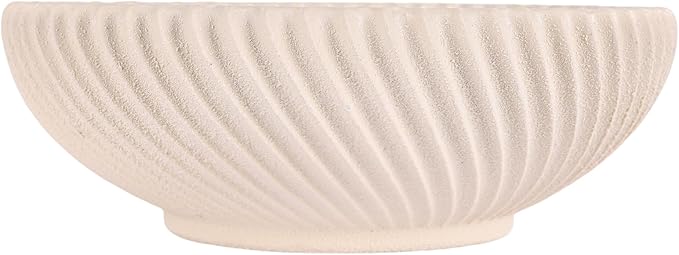 DOVDOV Beige Beveled Edge Decorative Bowl, Large Modern Fruit Bowl, Home Decor Bowl Suitable for Kitchen Countertops, Coffee Tables, or Entryway Tables, Minimalist Key-shaped Centerpiece Fruit Bowl.